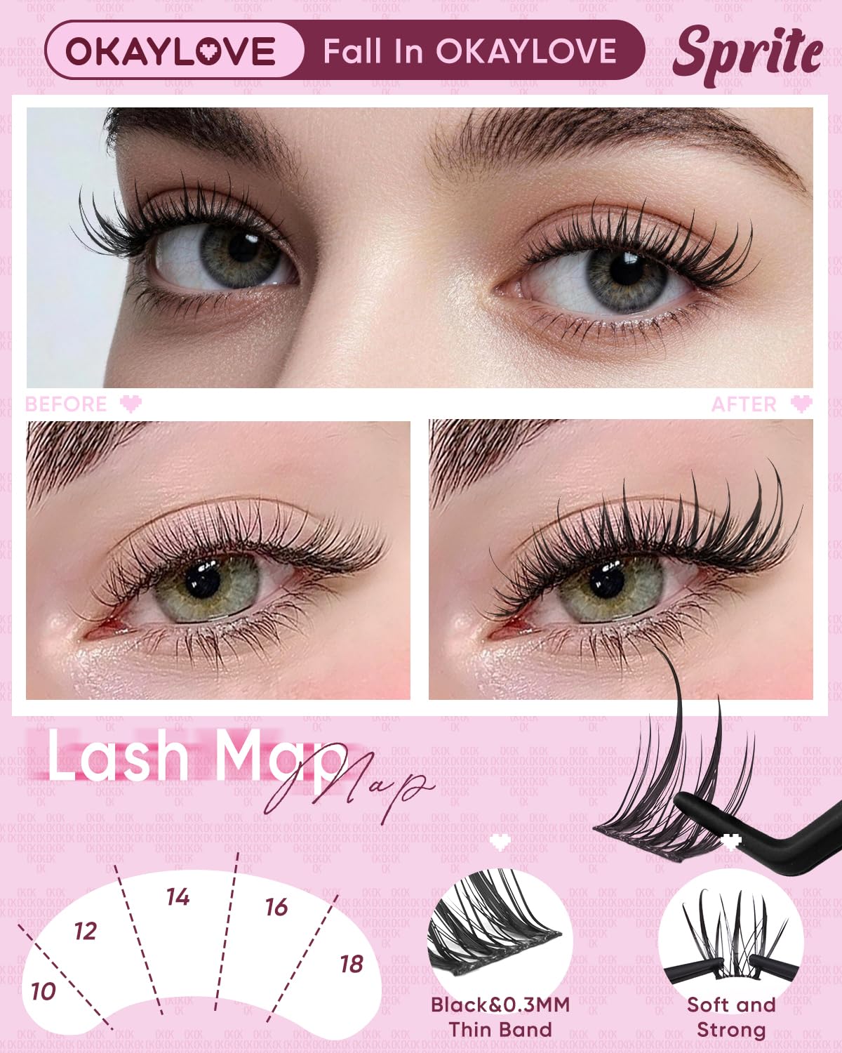 Cils en éclosion OKAYLOVE Sprite affichant leur texture légère