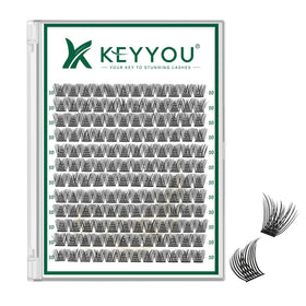 Cils en grappes KEYYOU 144pcs D Curl 10mm vue de devant