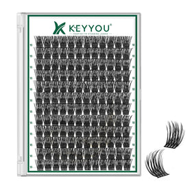 Cils en grappes KEYYOU 144pcs D Curl 18mm vue de face