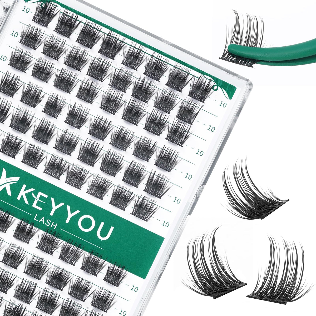 Cils en grappes KEYYOU D Curl 10mm, plateau de 96 pièces