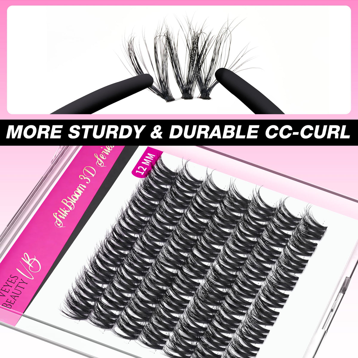 Cils en grappes VEYESBEAUTY 12mm sur modèle