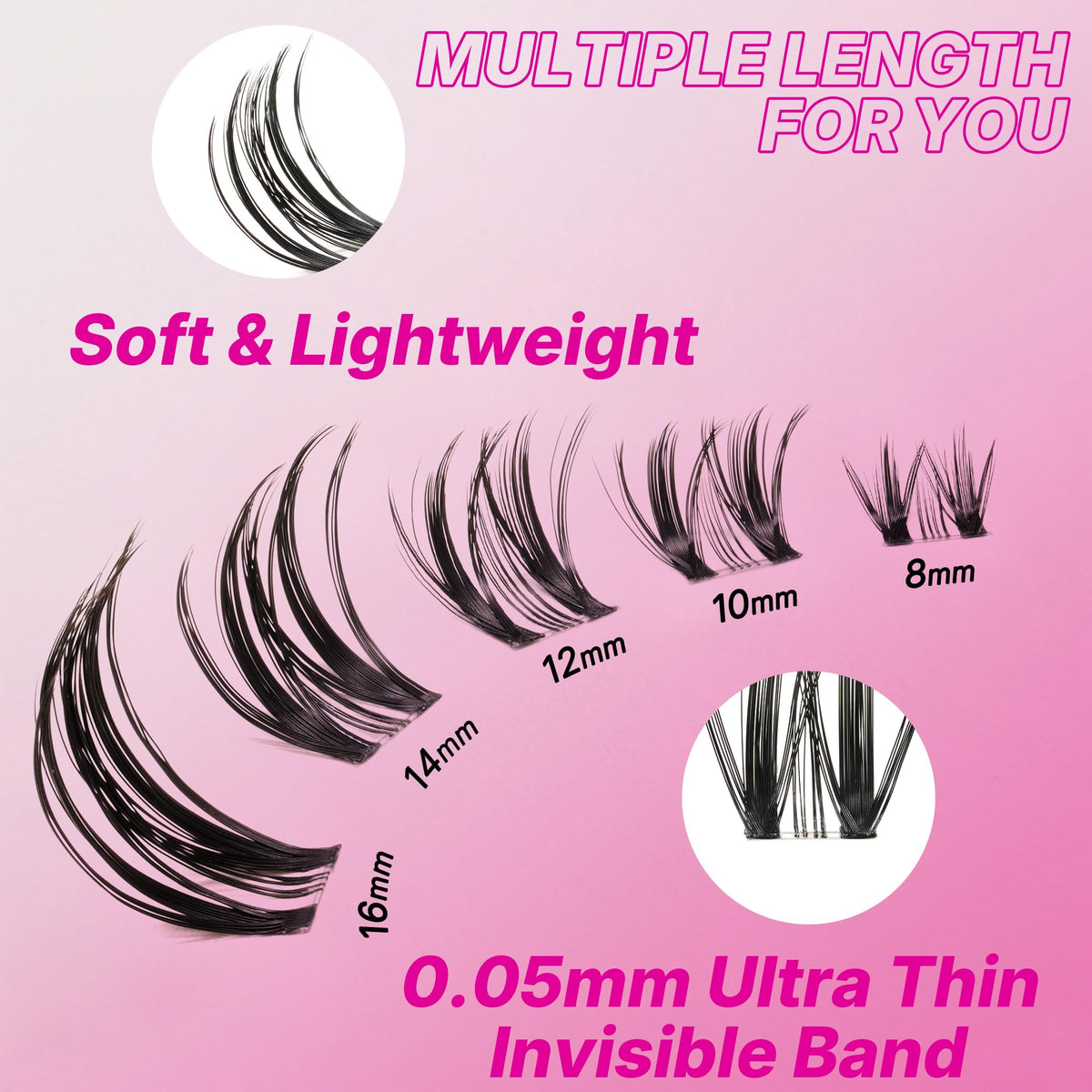 Cils en grappes VEYESBEAUTY avec effet naturel sur modèle