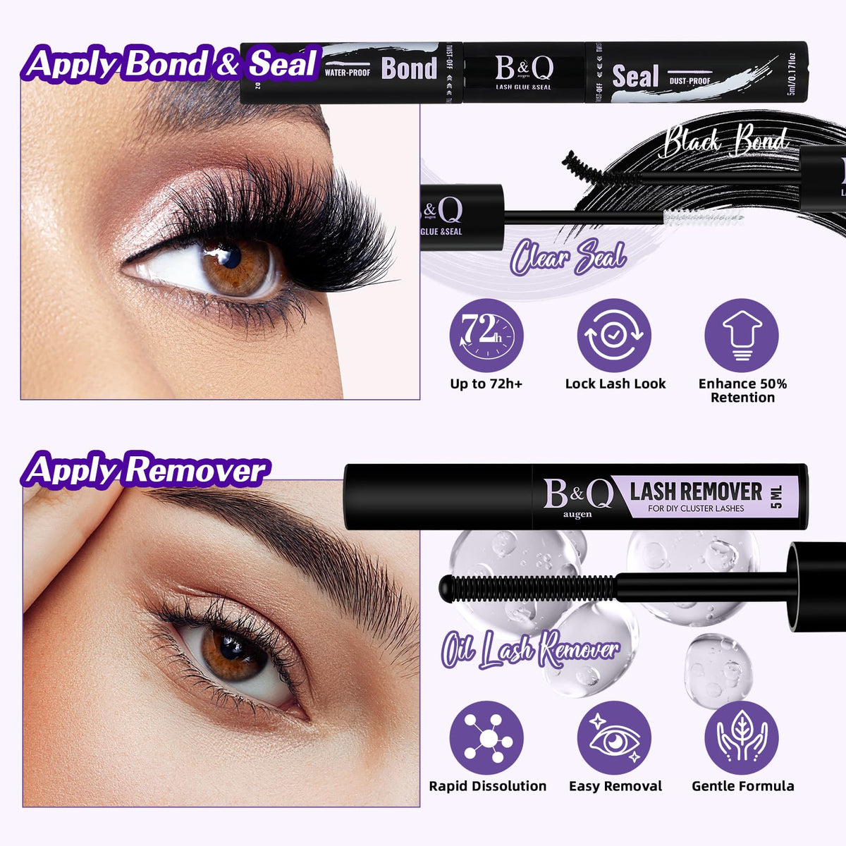 Cils fluffy B&Qaugen avec différentes longueurs