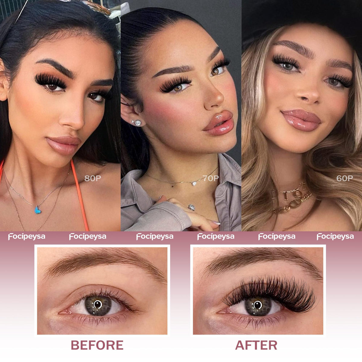 Cils Focipeysa montrant la texture et la densité