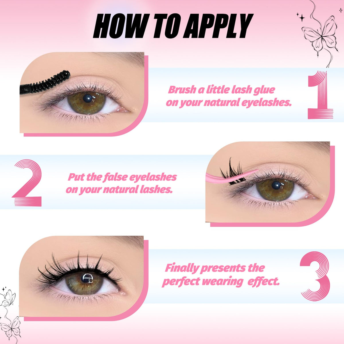 Cils Fyonas Cutey avec pince et colle
