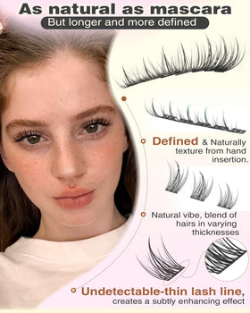 Cils Goddvenus montés sur un modèle, montrant l'effet naturel