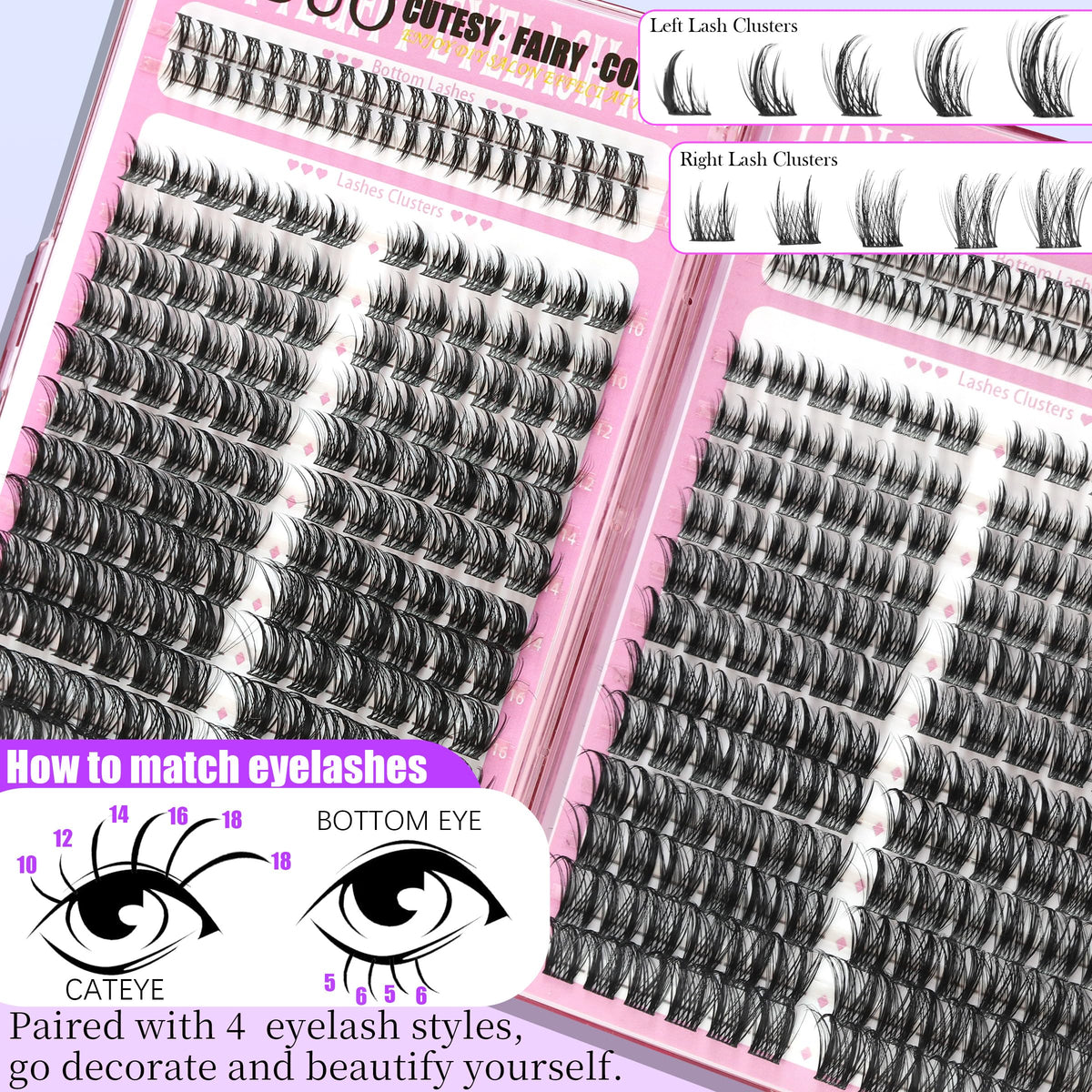 Cils individuels du kit YIDUO montrant différentes longueurs