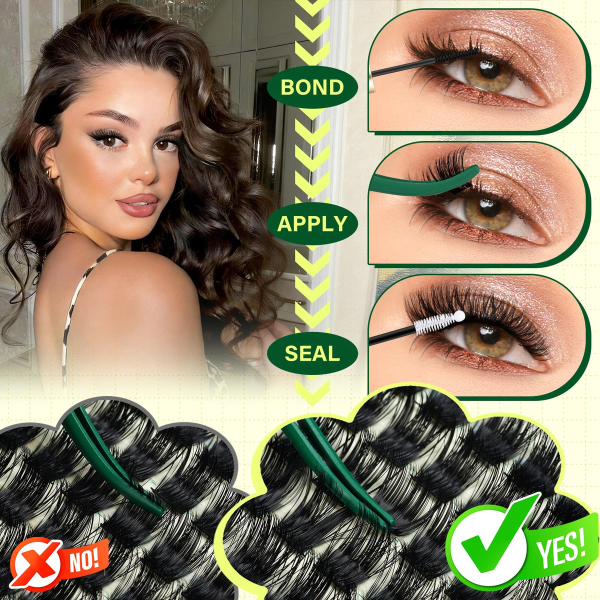 Cils KEYYOU en train d'être appliqués sur un modèle