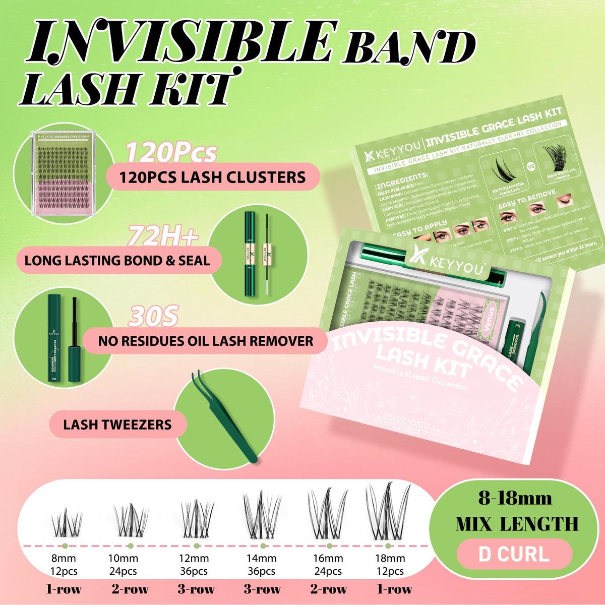 Cils KEYYOU Naiad en gros plan montrant la texture transparente