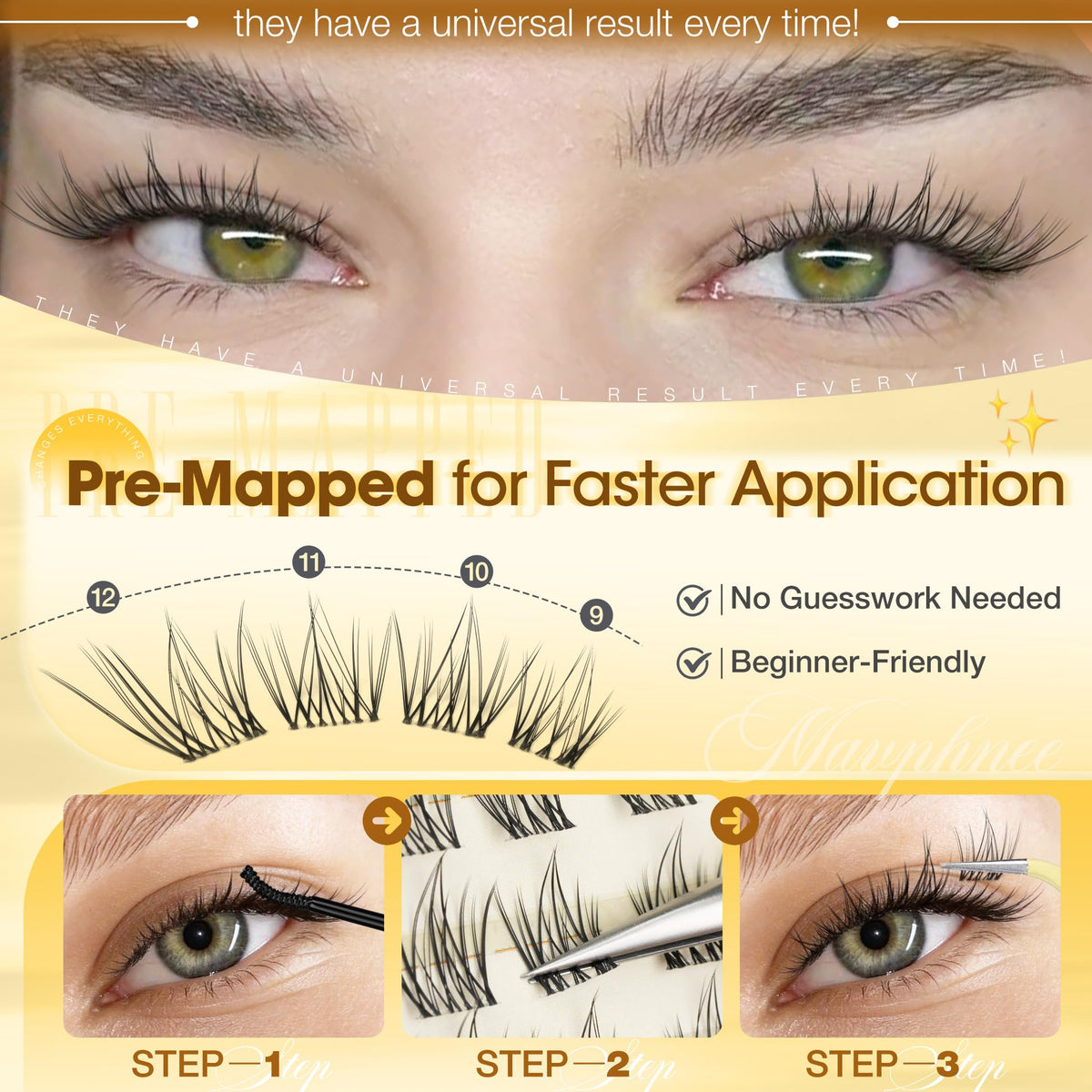 Cils Mavphnee B Curve appliqués sur un œil