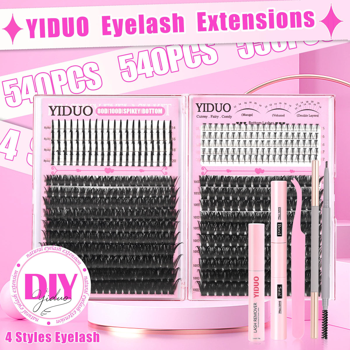 Cils spiky YIDUO de 14 à 20 mm