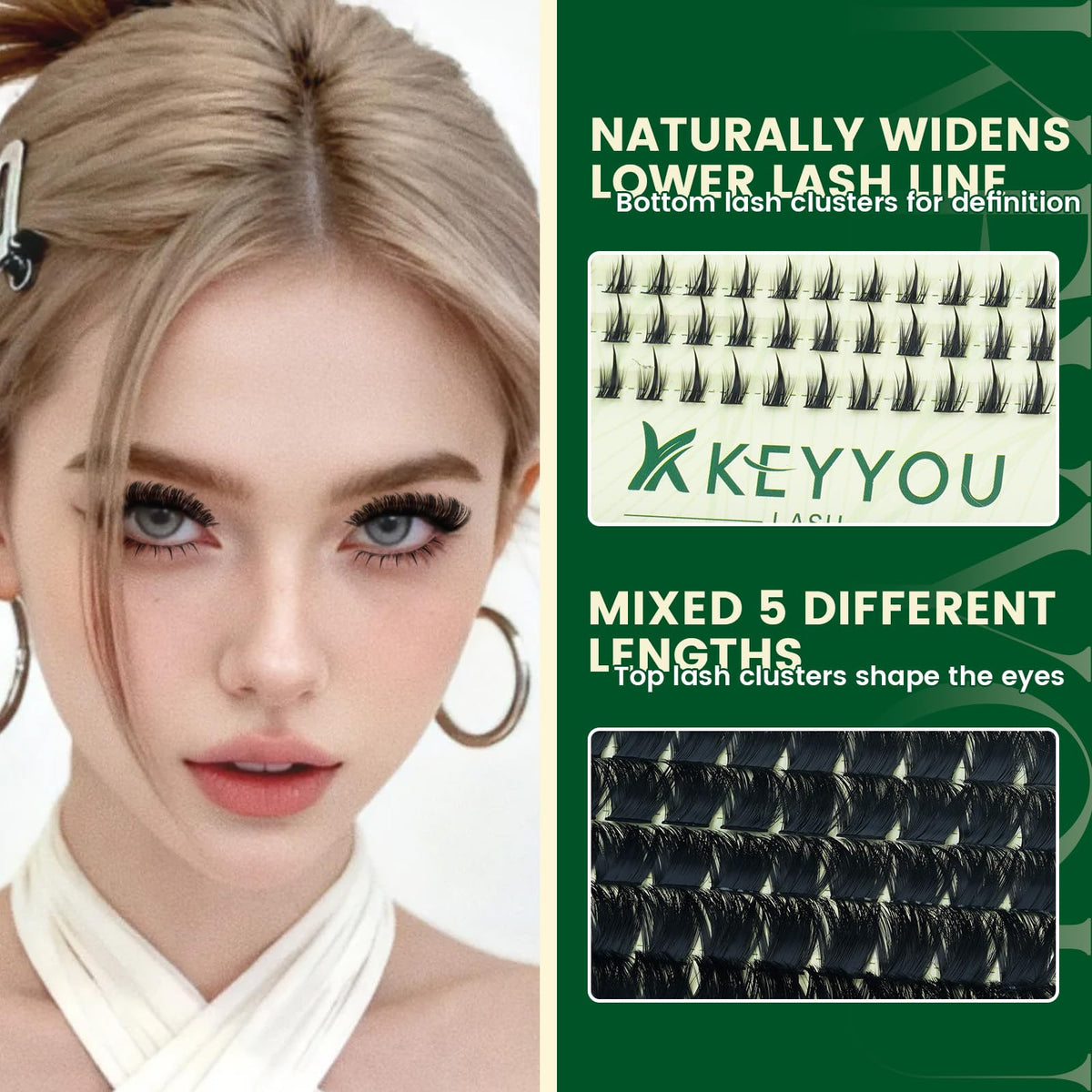 Cils supérieurs et inférieurs du Kit de Cils 300D KEYYOU