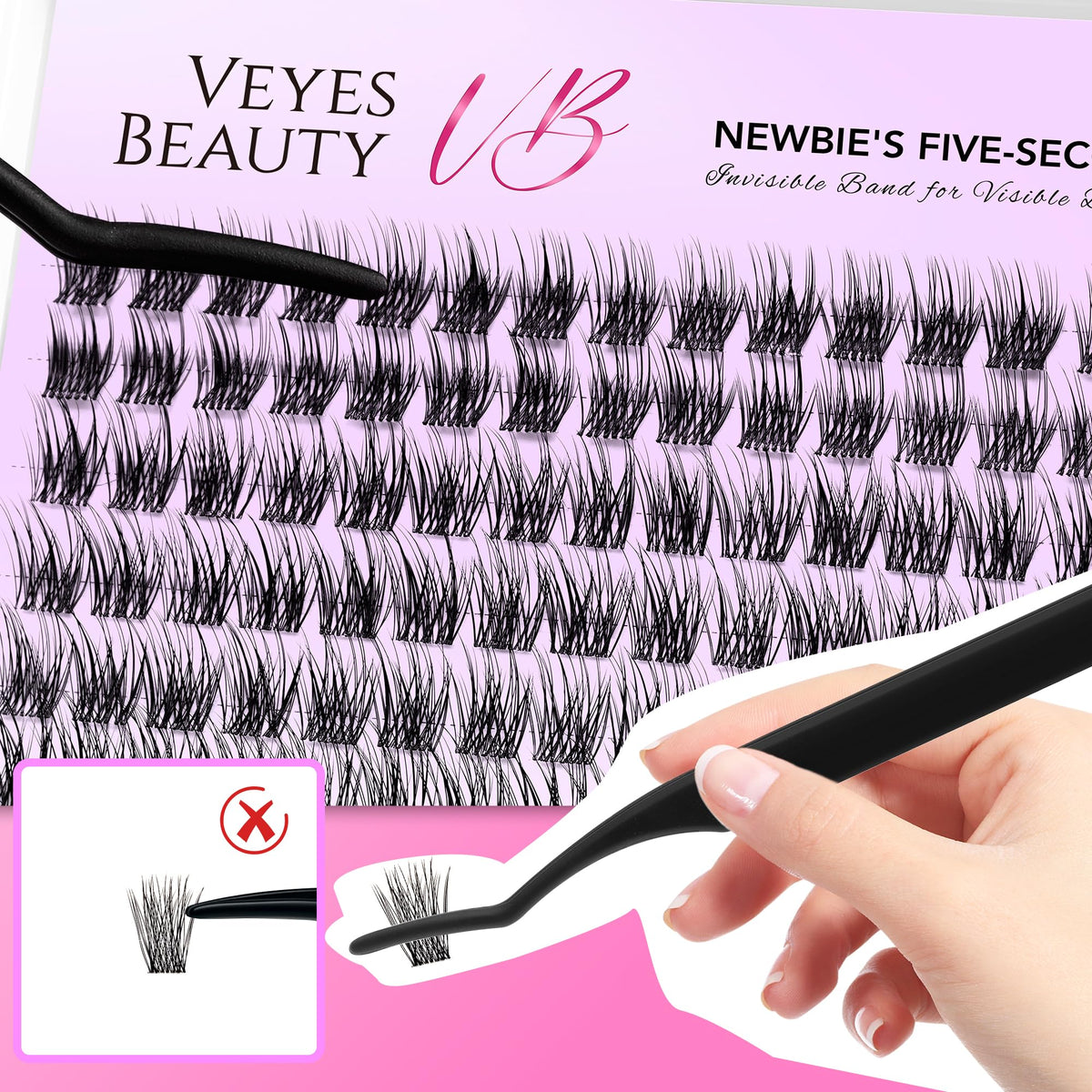Cils VEYESBEAUTY à côté de produits de maquillage