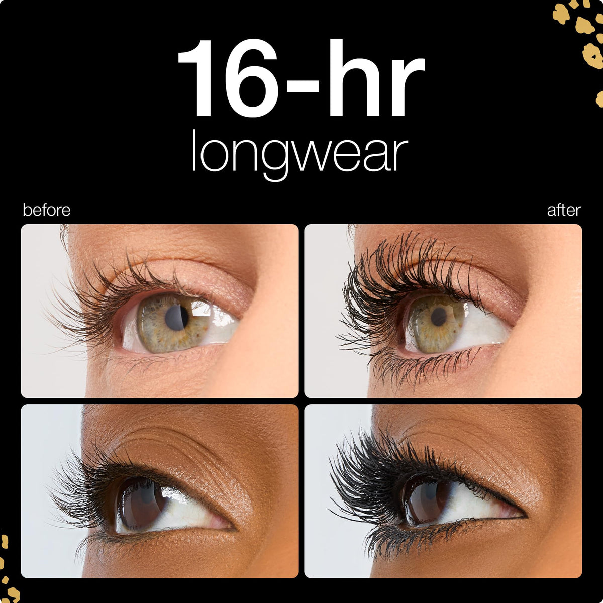 Cils volumineux et allongés après application du mascara tarte