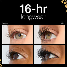 Cils volumineux et allongés après application du mascara tarte