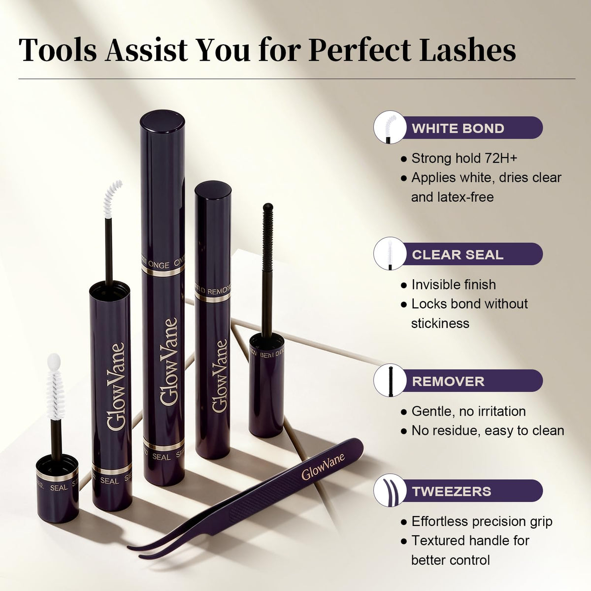Cils wispy du kit GlowVane présentés élégamment