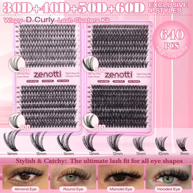 Cils zenotti 640PCS montrant différents styles 30D à 60D