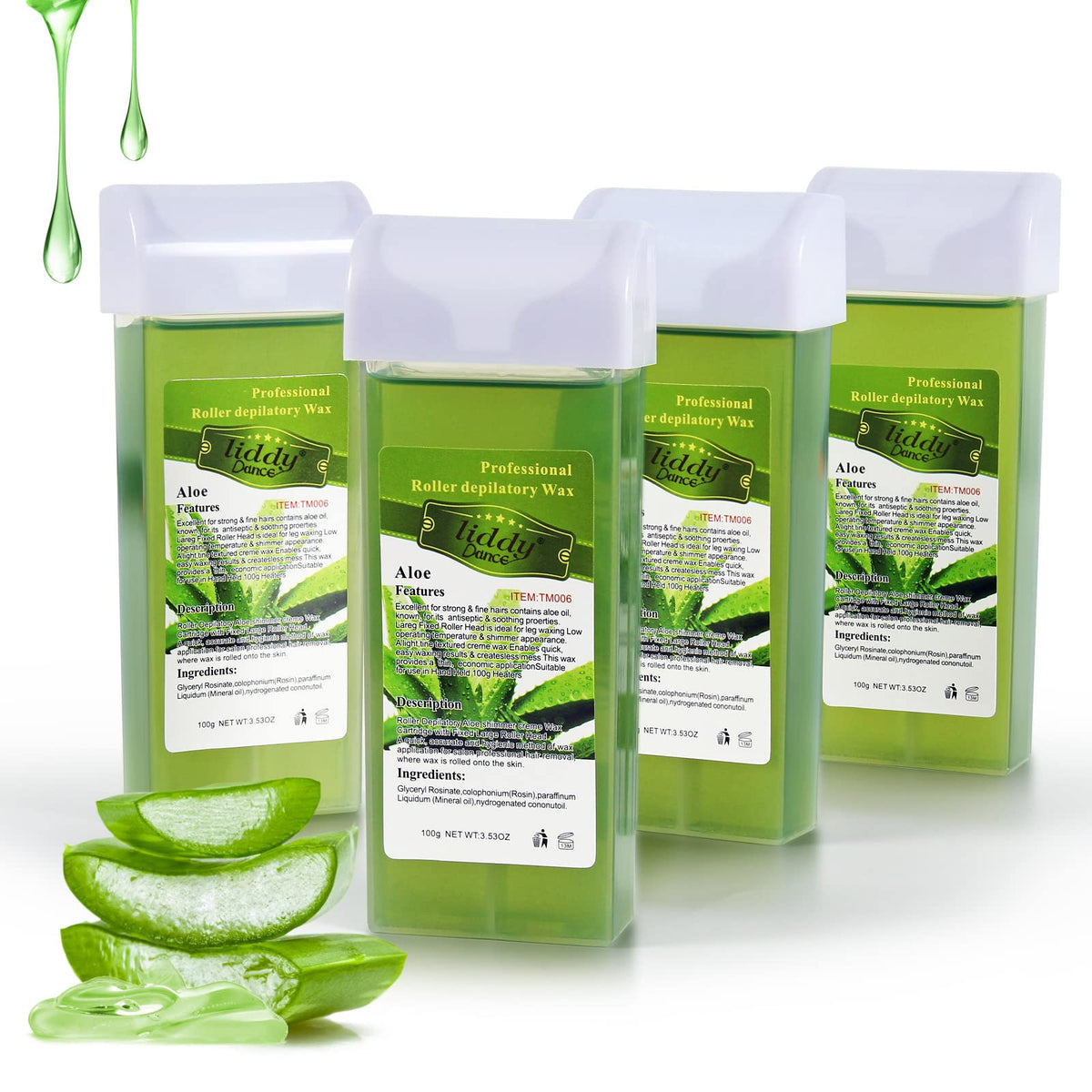 Cire à épiler liddy Dance à l'aloe vera, paquet de 4, vue avant