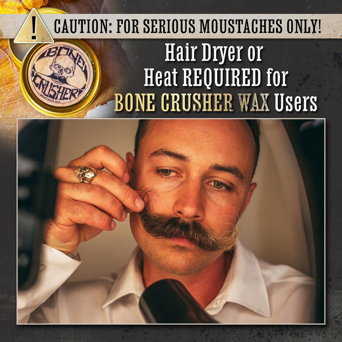 Cire à Moustache Extra Forte 40g avec un fond esthétique