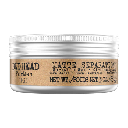 Cire de coiffage mat TIGI pour hommes 90g, vue avant avec texture mate