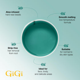 Cire GIGI fondue montrant la texture flexible