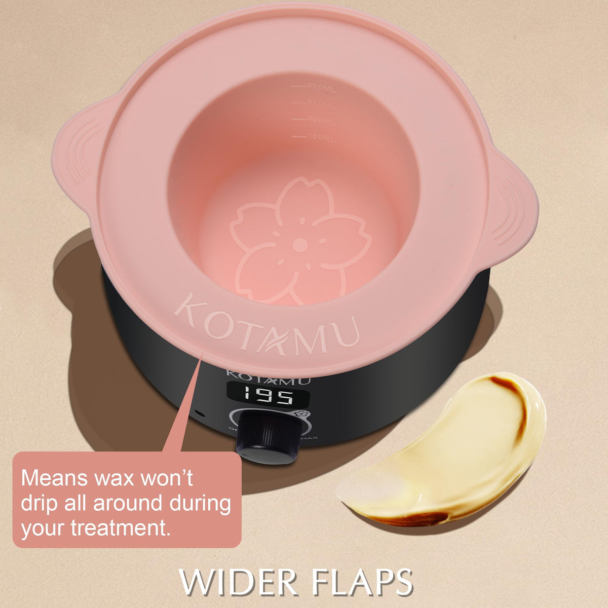 Cire KOTAMU appliquée sur la peau pour une épilation