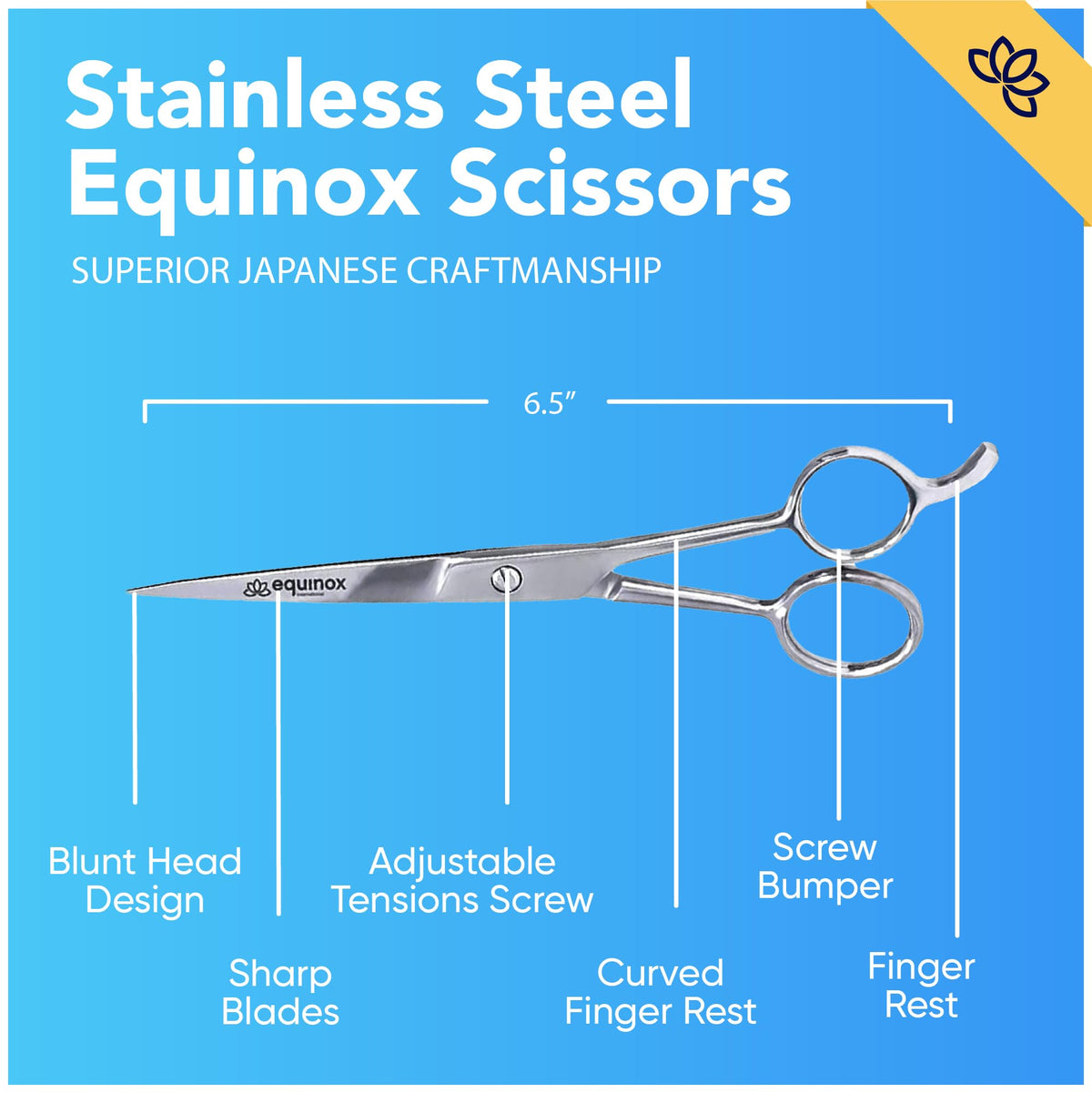 Ciseaux de coiffure Equinox International 6,5 pouces avec inserts pour les doigts