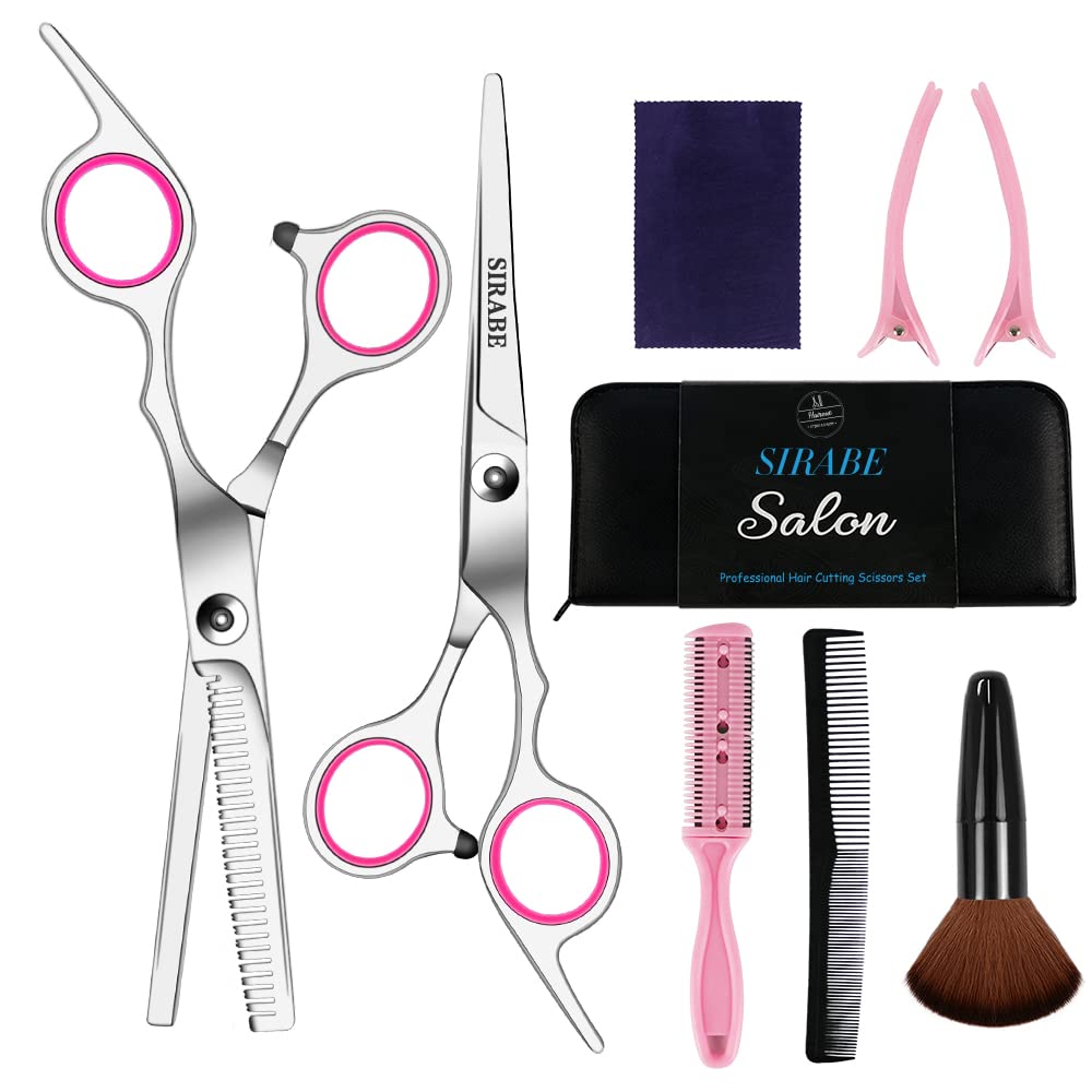 Ciseaux de coiffure Sirabe 9 PCS avec trousse en cuir