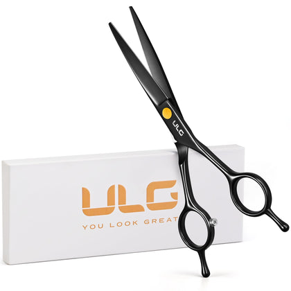 Ciseaux de coiffure ULG 6,5 pouces en acier inoxydable noir vue frontale