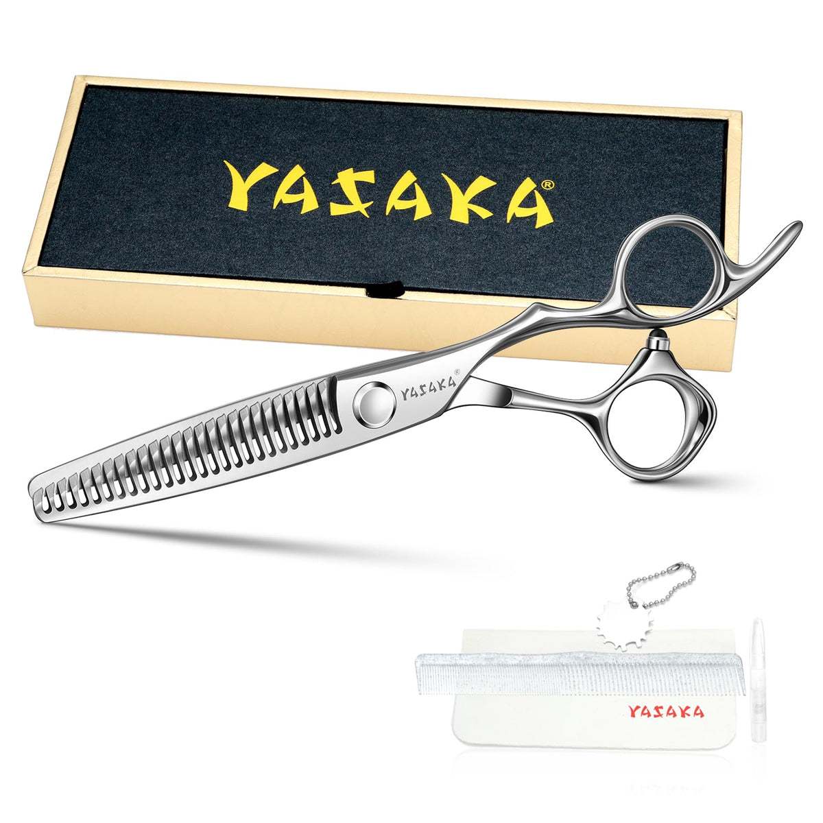 Ciseaux de coiffure YASAKA 6 pouces vue avant avec lames aiguisées