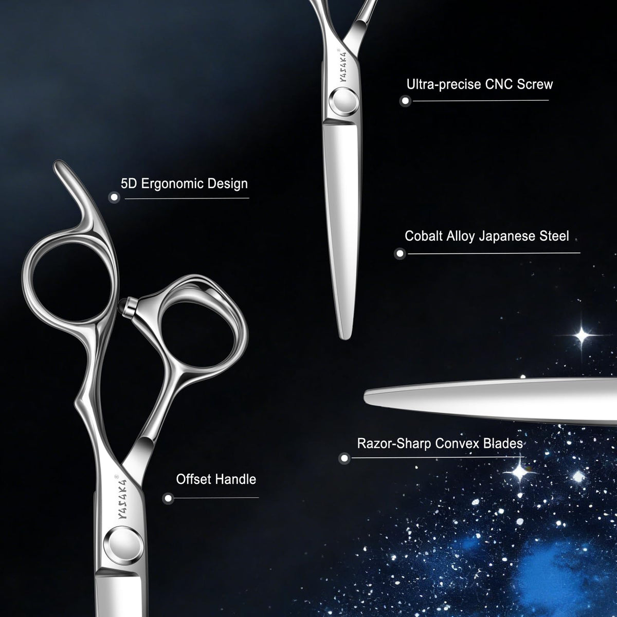 Ciseaux de coiffure YASAKA en utilisation sur cheveux