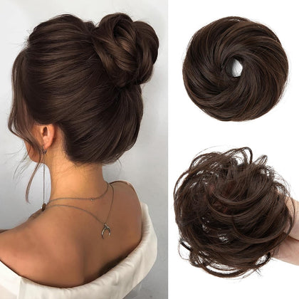 CJL HAIR chignon bouclé chocolat vue avant