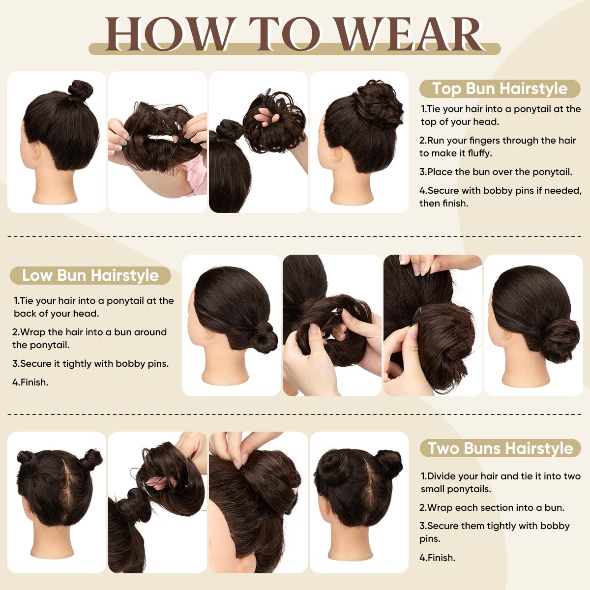 CJL HAIR chignon bouclé mini gris en gros plan