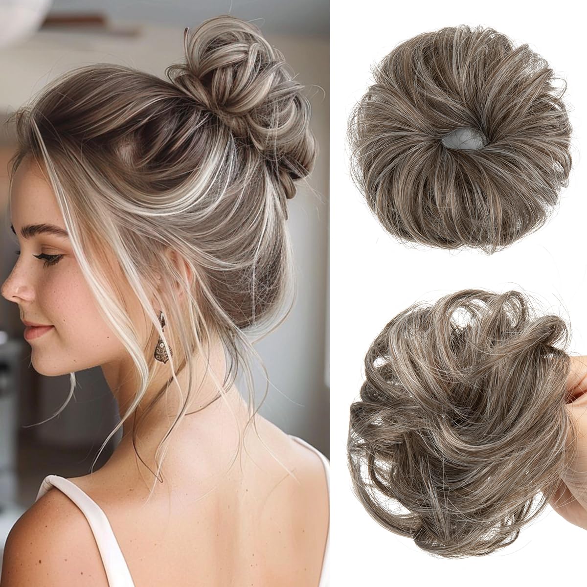 CJL HAIR chignon bouclé mini gris vue avant