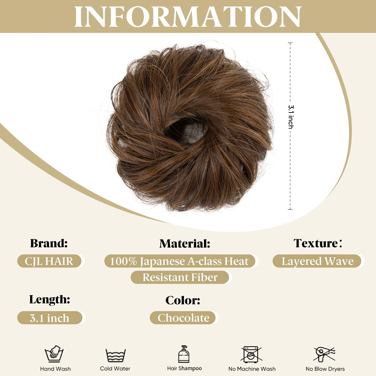 CJL HAIR chignon désordonné chocolat porté sur cheveux fins
