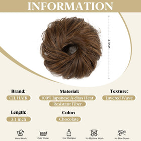 CJL HAIR chignon désordonné chocolat porté sur cheveux fins