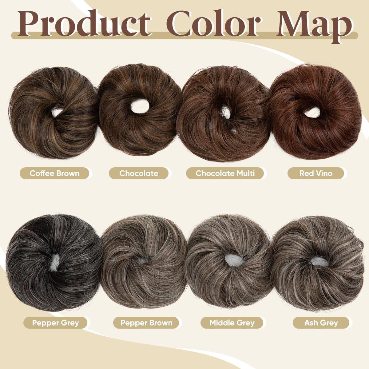 CJL HAIR Chignon en Boucle Brun Café avec un mélange de nuances