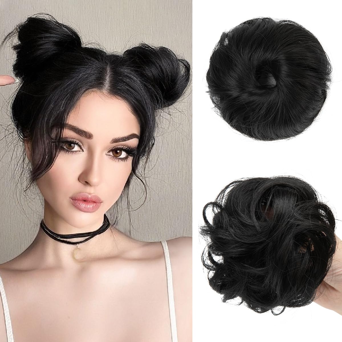 CJL HAIR Chignon mignon en curly noir vue de face