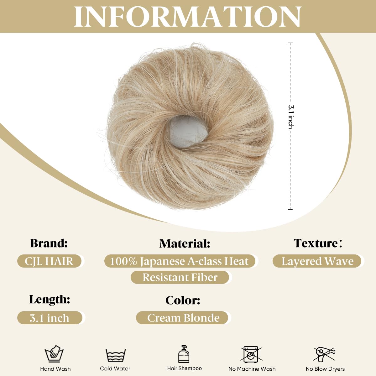 CJL HAIR Chignon synthétique mini en boucles crémeuses