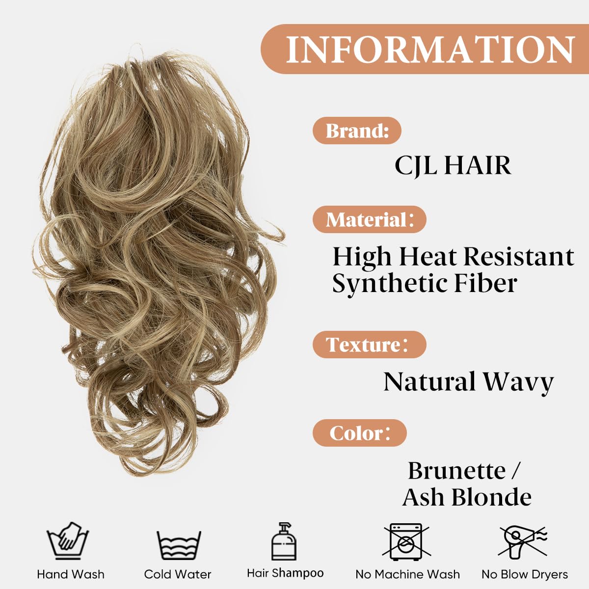 CJL HAIR extensions de cheveux en queue de cheval clip vue arrière