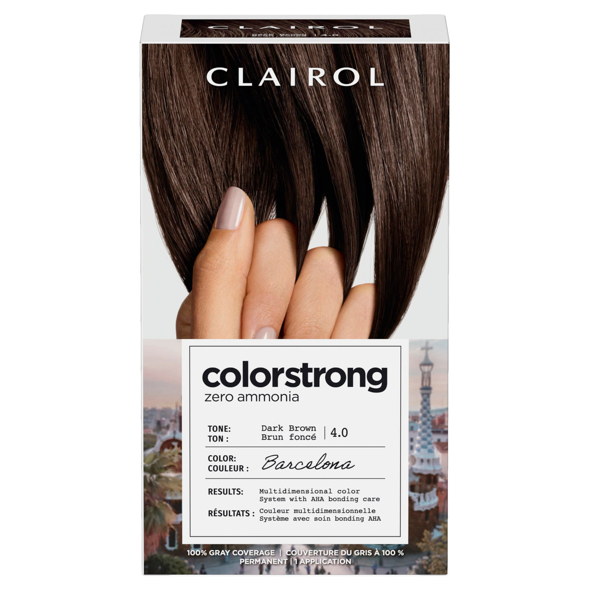 Clairol ColorStrong teinture cheveux permanente 4.0 Brun Foncé, avant et après application