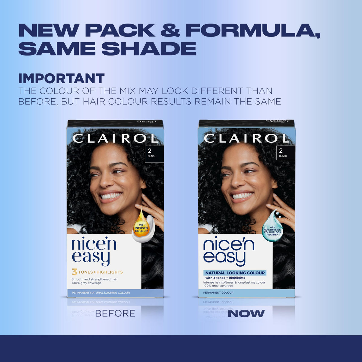 Clairol Nice'n Easy 2BB Noir Bleu, crème colorante dans le tube