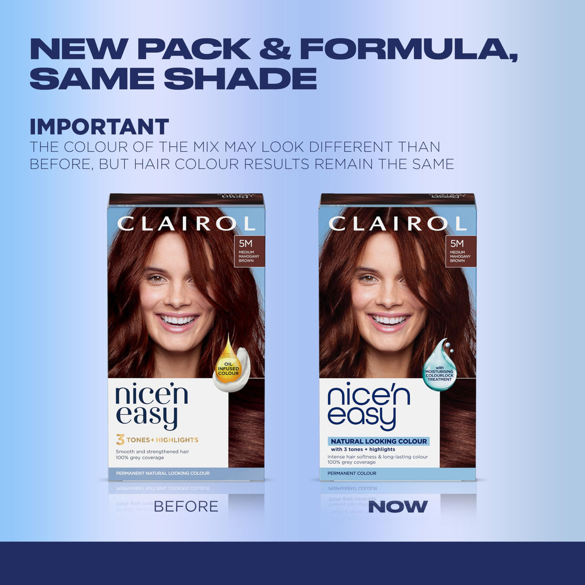 Clairol Nice'n Easy 5M Marron Acajou Moyen, kit complet avec crème, activateur et traitement
