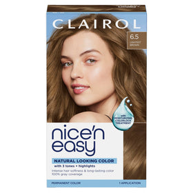 Clairol Nice'n Easy 6.5 Châtain Clair couleur crème avant application