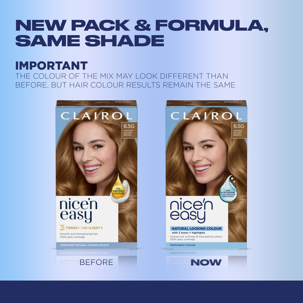 Clairol Nice'n Easy 6.5G Brun Doré Clair emballage