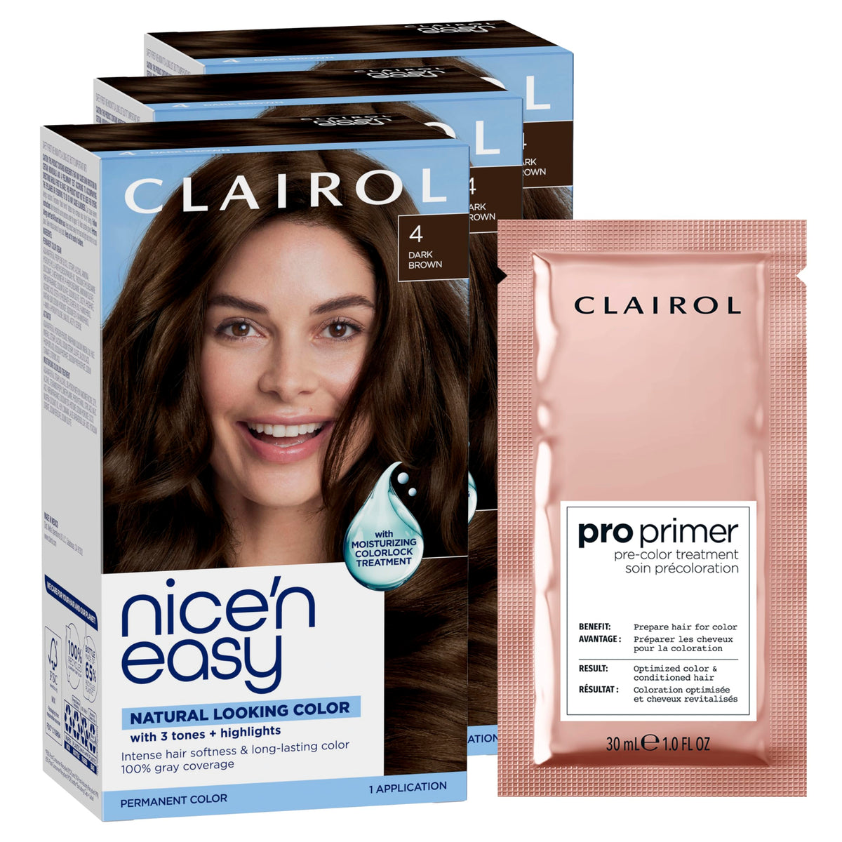 Clairol Nice'n Easy Teinture Cheveux Permanente 4 Marron Foncé vue avant