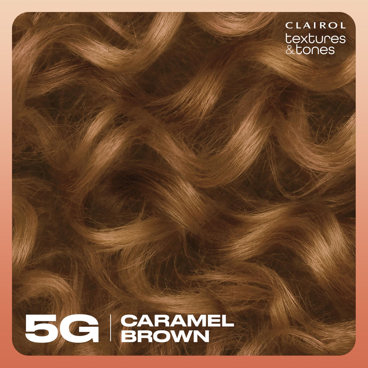 Clairol Teinture Cheveux 5G Marron Caramel montrant la texture de la couleur