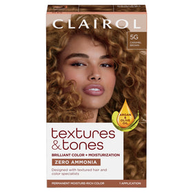 Clairol Teinture Cheveux Permanente 5G Marron Caramel avant et après application