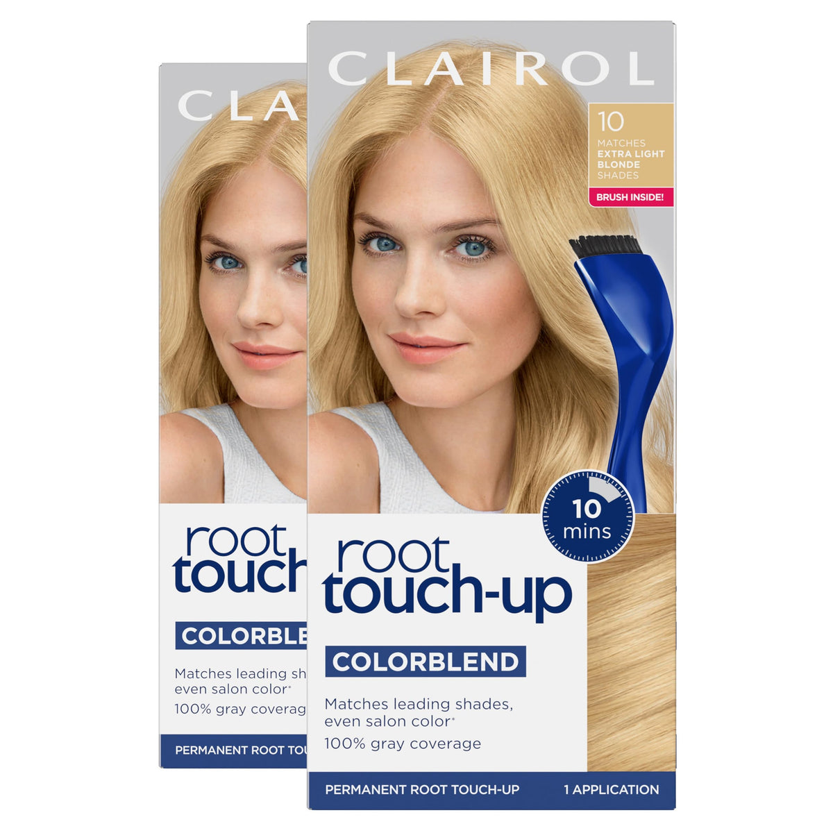 Clairol Touch Up Racines Pack de 2, couleur 10 Blond Extra Clair, vue de face