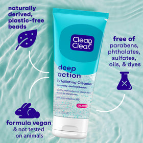 Clean & Clear Exfoliant Visage tube ouvert avec produit